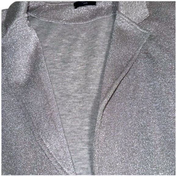J.Crew 365 Sparkly Sophie Silver Open Front Sweater Blazer Size M - Picture 6 of 10